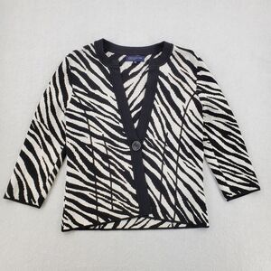 Jones New York Signature Zebra Print Blazer Sweater Womens Size Medium